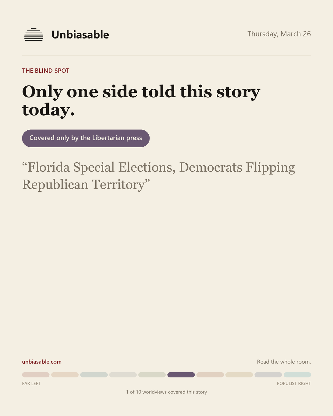 A story only the Libertarian press covered today: Florida Special Elections, Democrats Flipping Republican Territory.