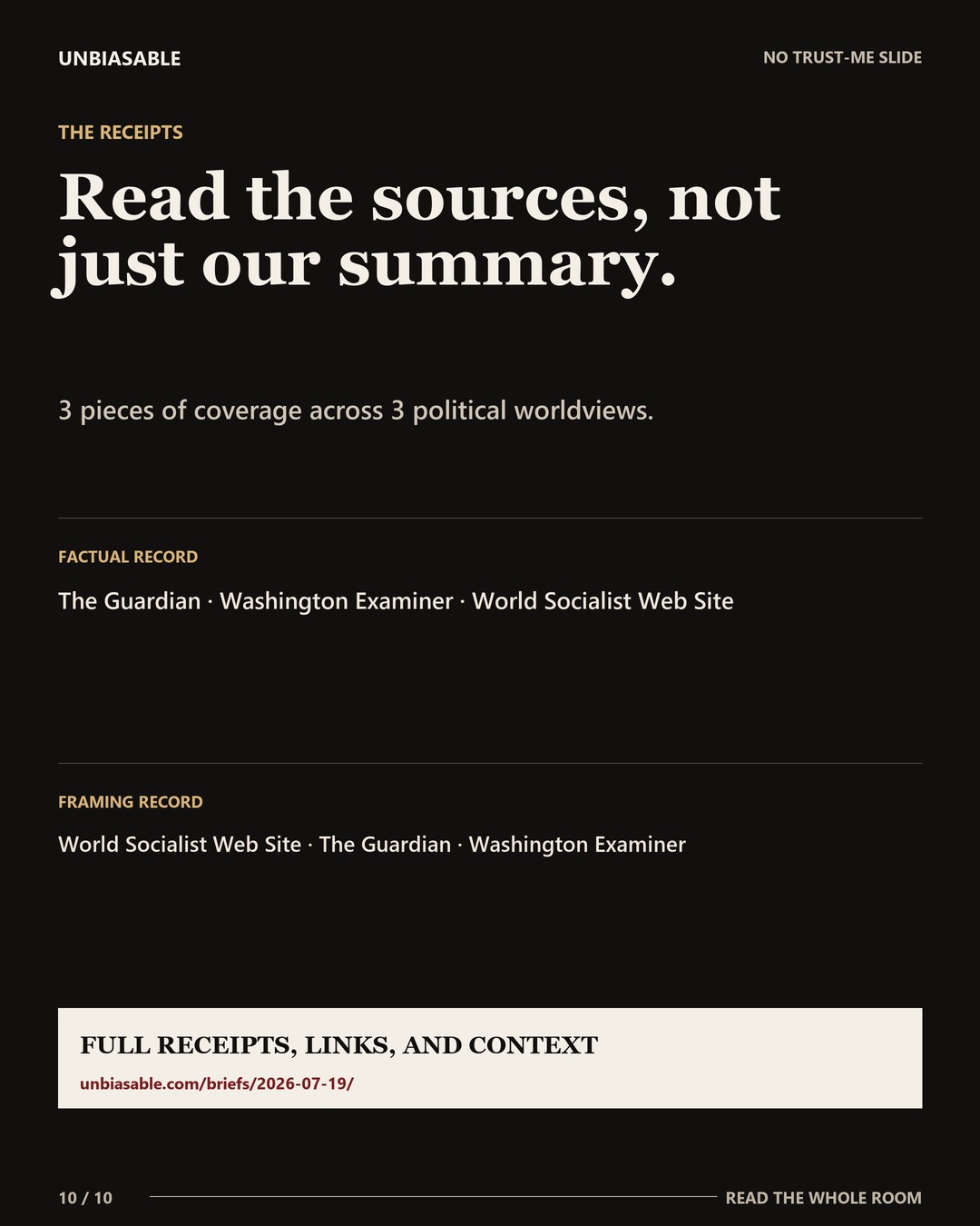 Source ledger for the selected story.