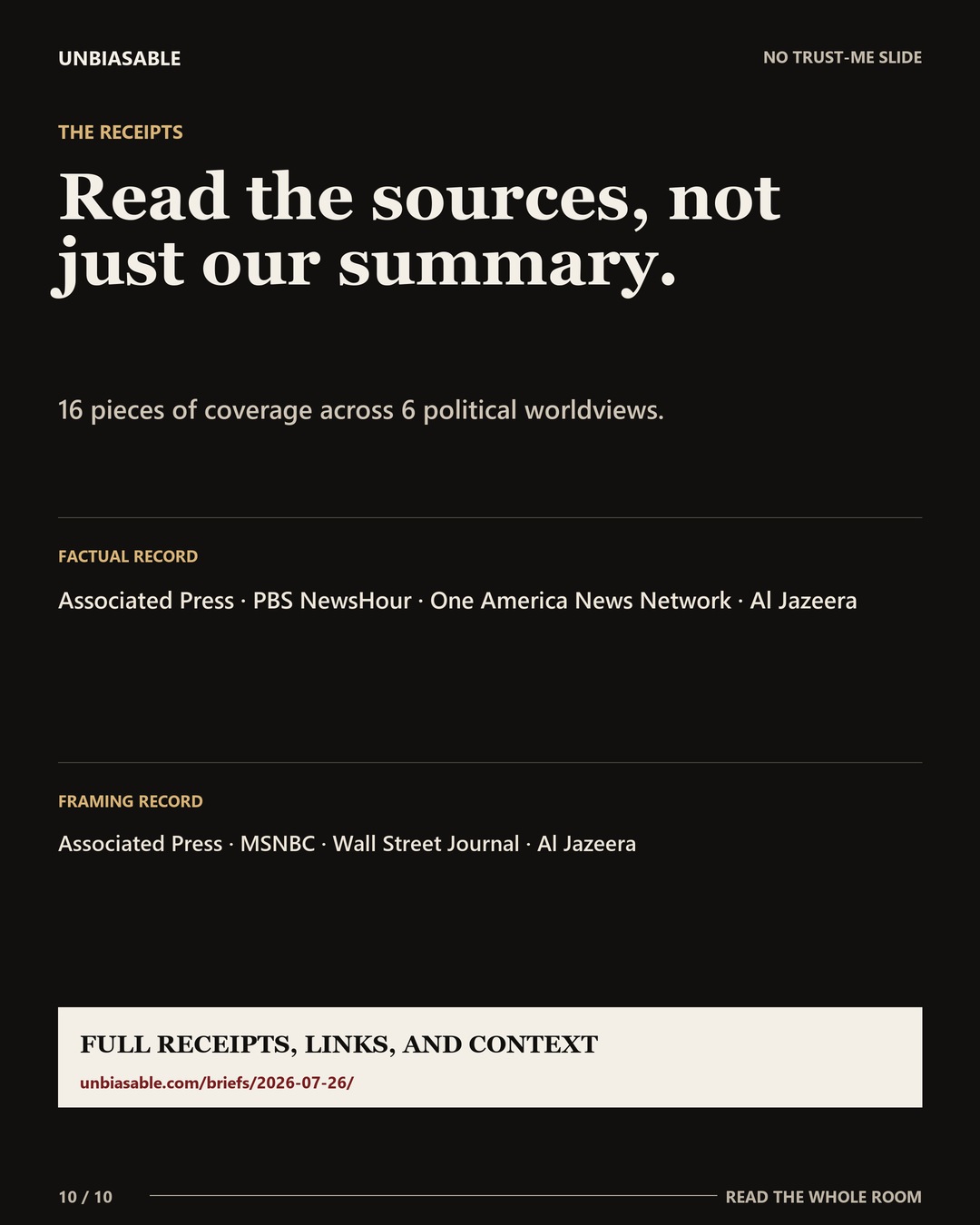 Source ledger for the selected story.