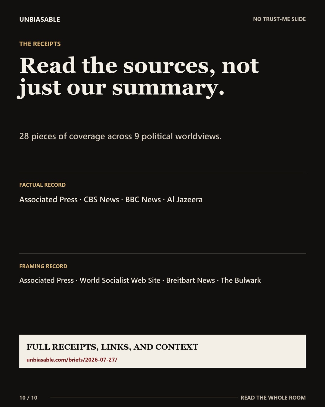 Source ledger for the selected story.