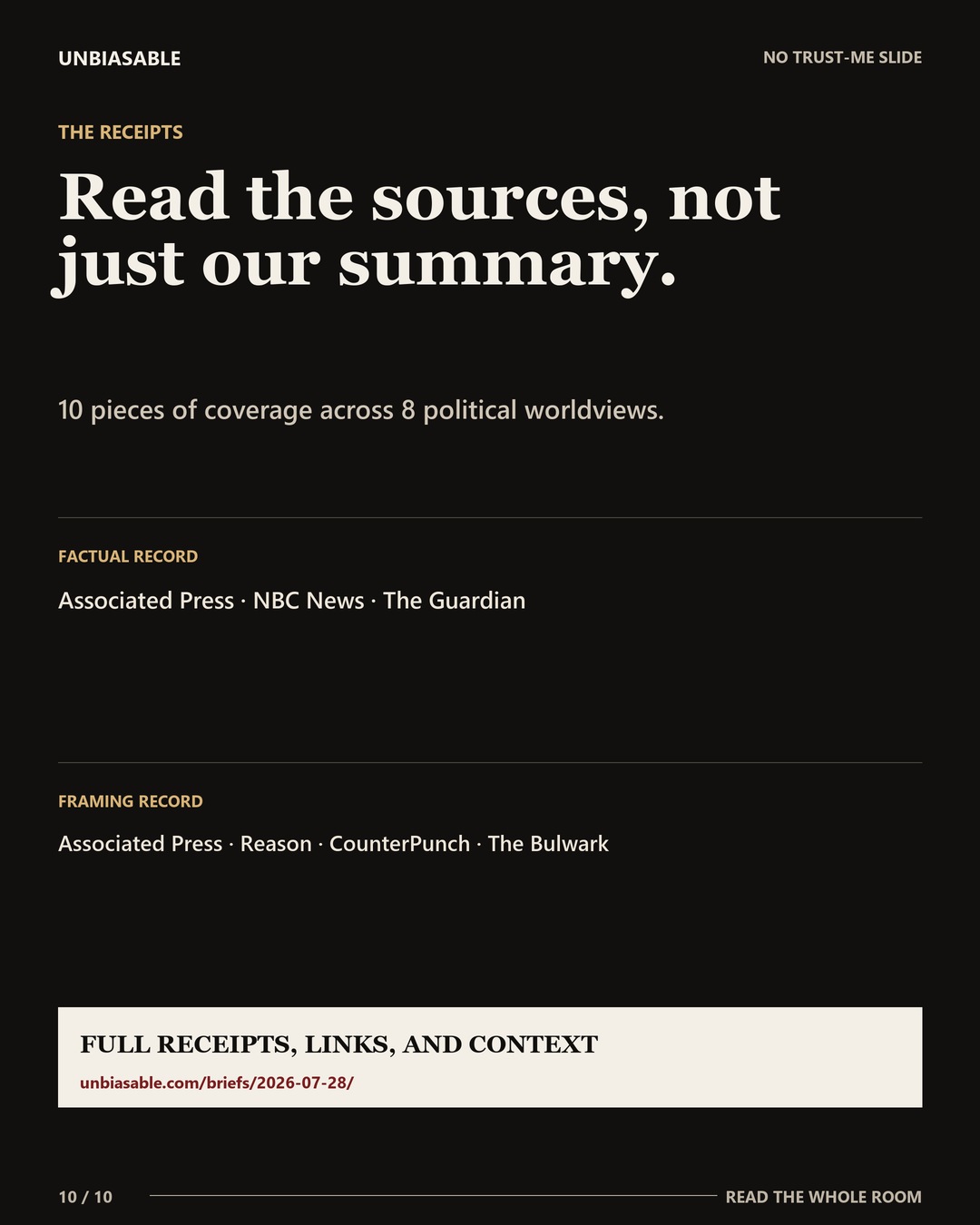 Source ledger for the selected story.