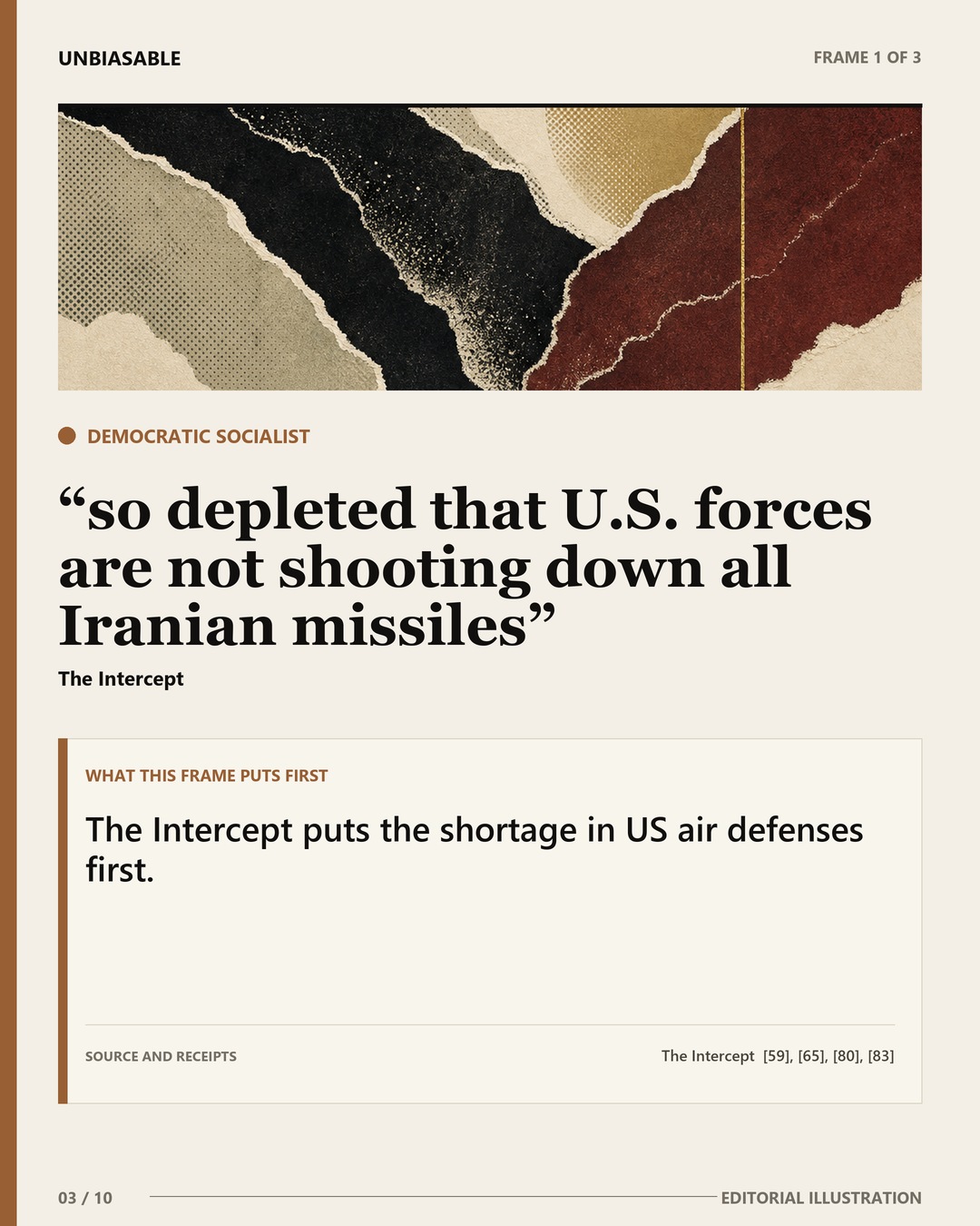 Democratic Socialist frame: so depleted that U.S. forces are not shooting down all Iranian missiles The Intercept puts the shortage in US air defenses first.