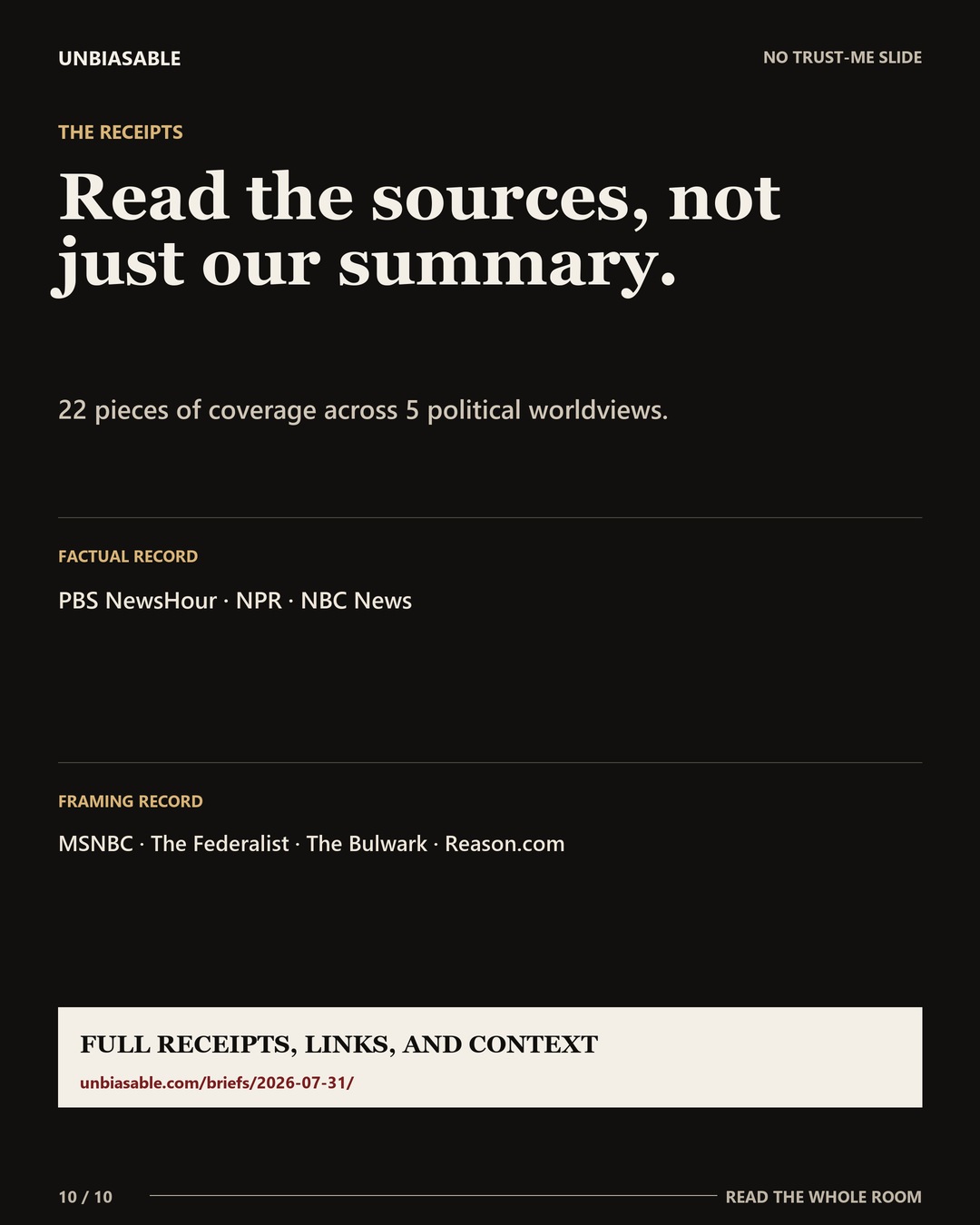 Source ledger for the selected story.
